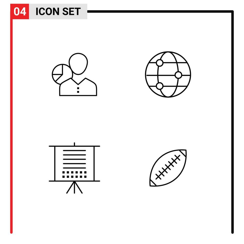 Line Pack of 4 Universal Symbols of graph world employee statistics data Editable Vector Design Elements