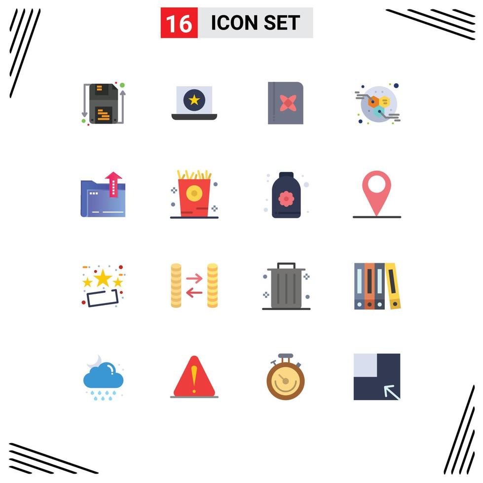 16 Universal Flat Color Signs Symbols of file folder book power energy Editable Pack of Creative Vector Design Elements