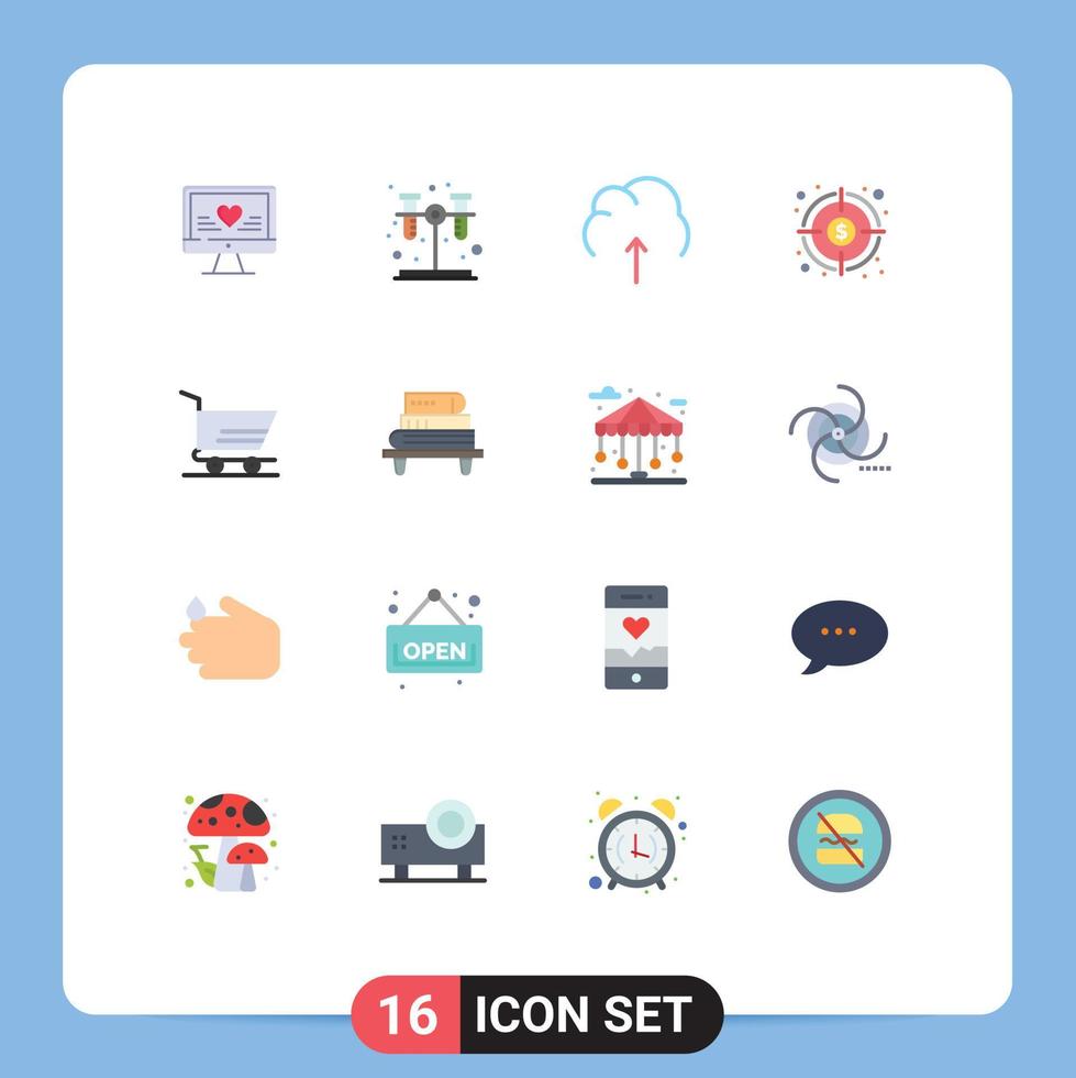 16 Thematic Vector Flat Colors and Editable Symbols of cart goal data fund finance Editable Pack of Creative Vector Design Elements