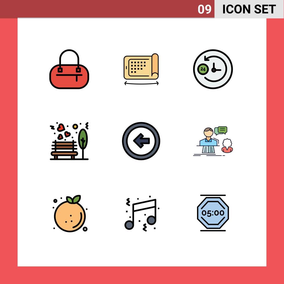 Set of 9 Modern UI Icons Symbols Signs for user interface button support arrow park Editable Vector Design Elements