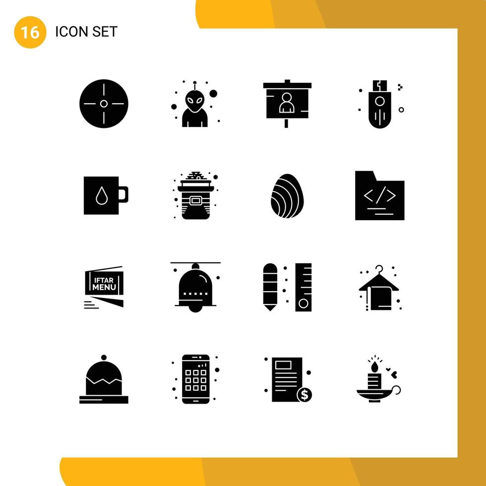 Pictogram Set of 16 Simple Solid Glyphs of baby stick finance outline devices Editable Vector Design Elements