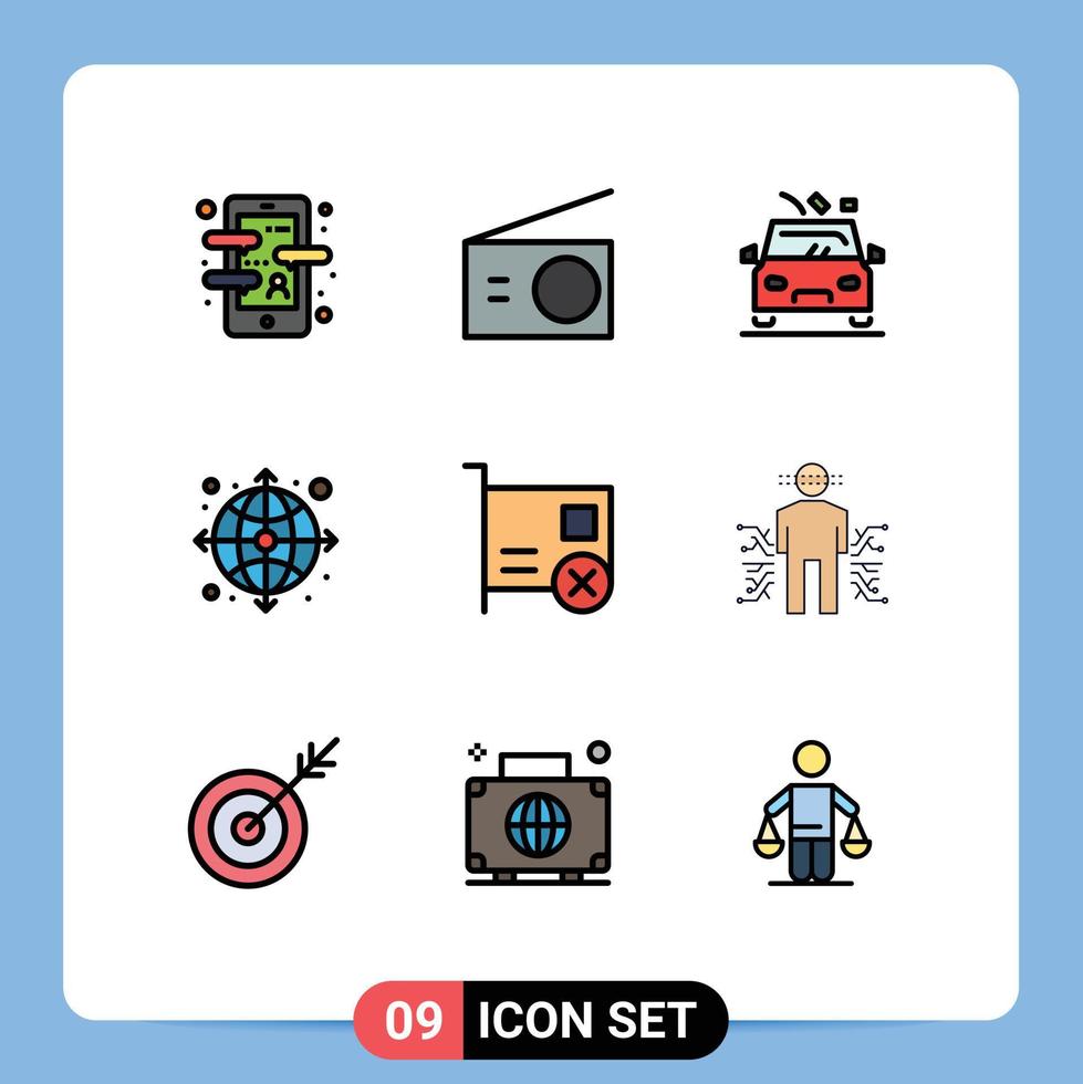 9 Creative Icons Modern Signs and Symbols of card internet radio globe road Editable Vector Design Elements