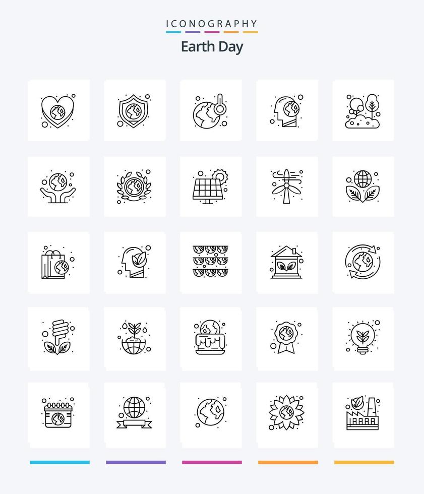 creativo tierra día 25 contorno icono paquete tal como ecológico planeta. ecología. humano. cerebro vector
