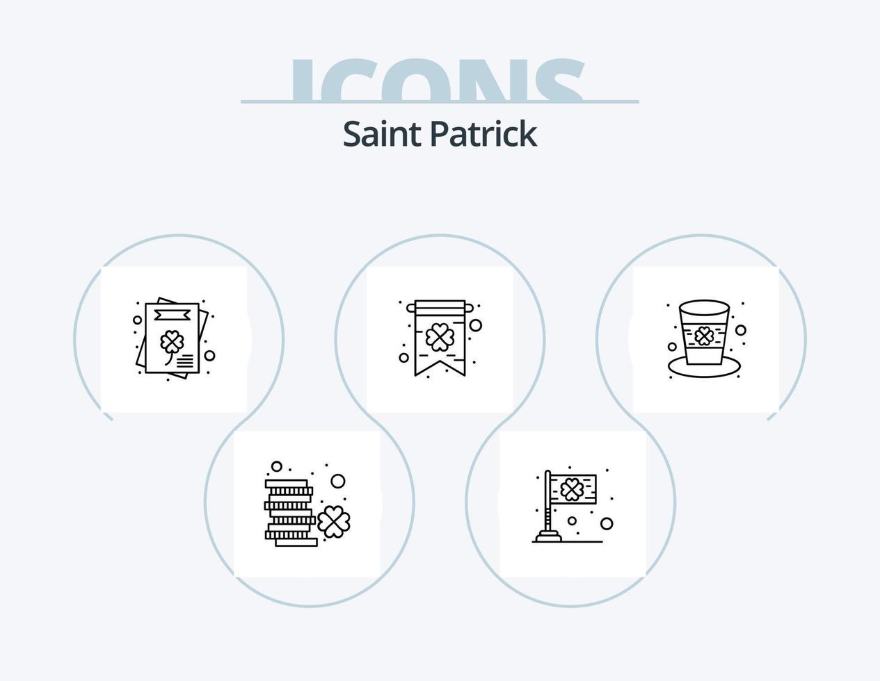 Santo Patricio línea icono paquete 5 5 icono diseño. Patricio. día. culturas póker. cuatro hoja trébol vector