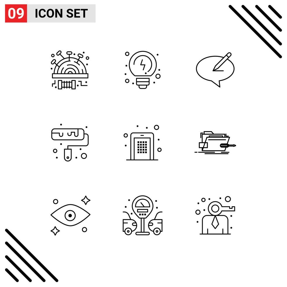 9 Creative Icons Modern Signs and Symbols of mobile access message roller brush Editable Vector Design Elements