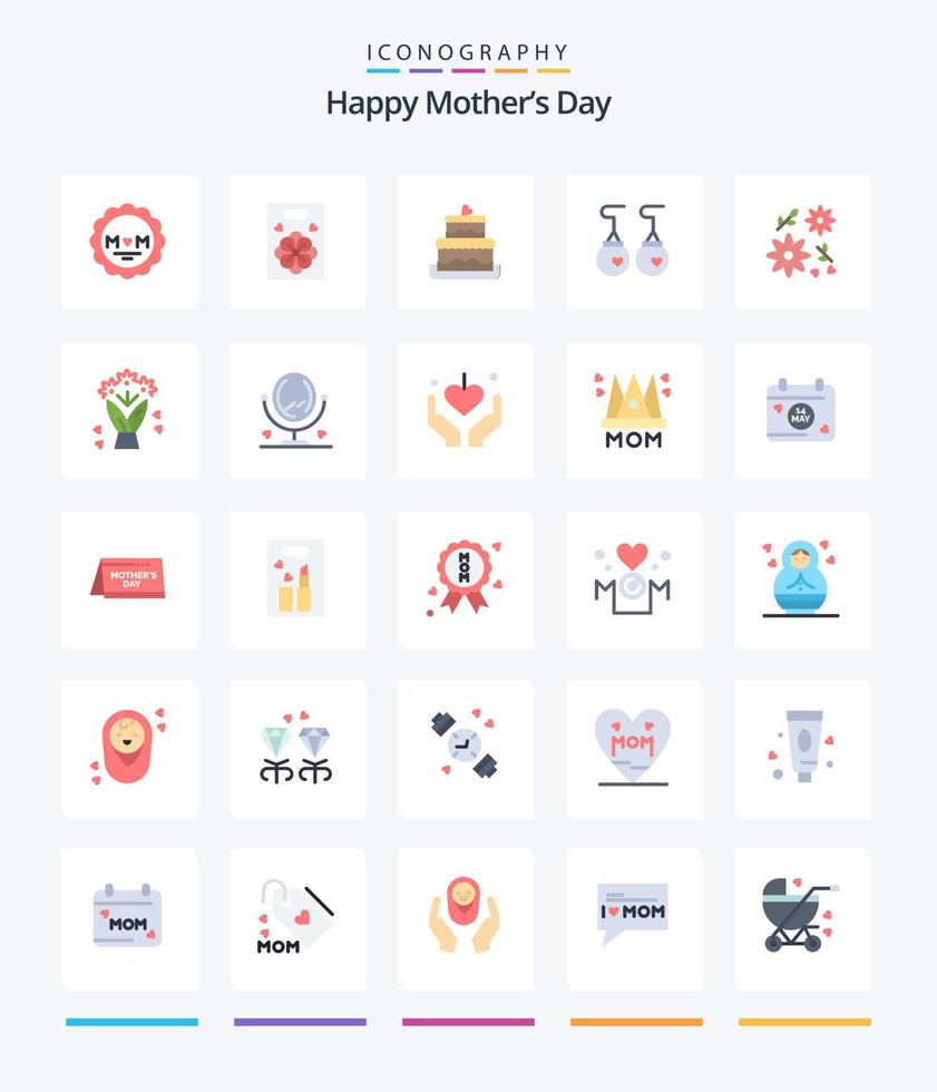 Creative Happy Mothers Day 25 Flat icon pack  Such As gift. bouquet. cake. fashion. accessories vector