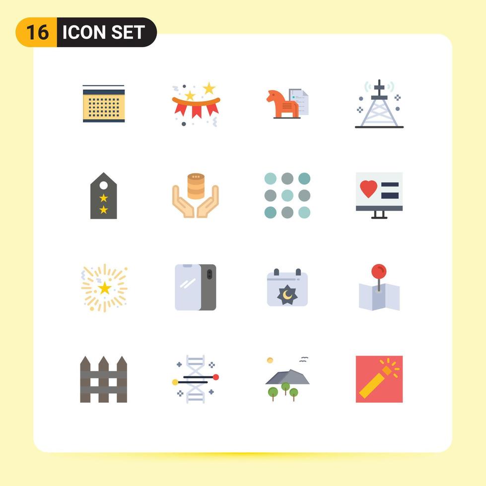 16 User Interface Flat Color Pack of modern Signs and Symbols of signal communications holiday tactic chess Editable Pack of Creative Vector Design Elements