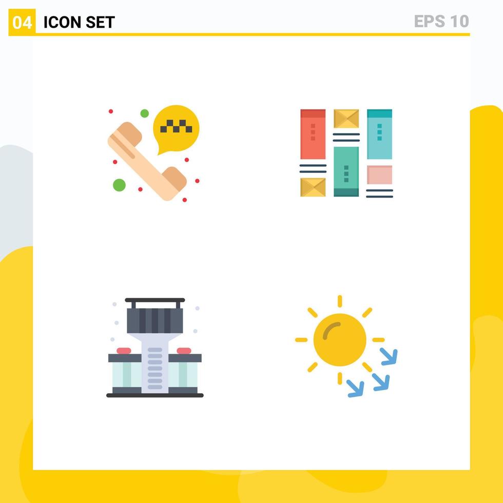 User Interface Pack of 4 Basic Flat Icons of phone call bar wireframing idea dry skin Editable Vector Design Elements