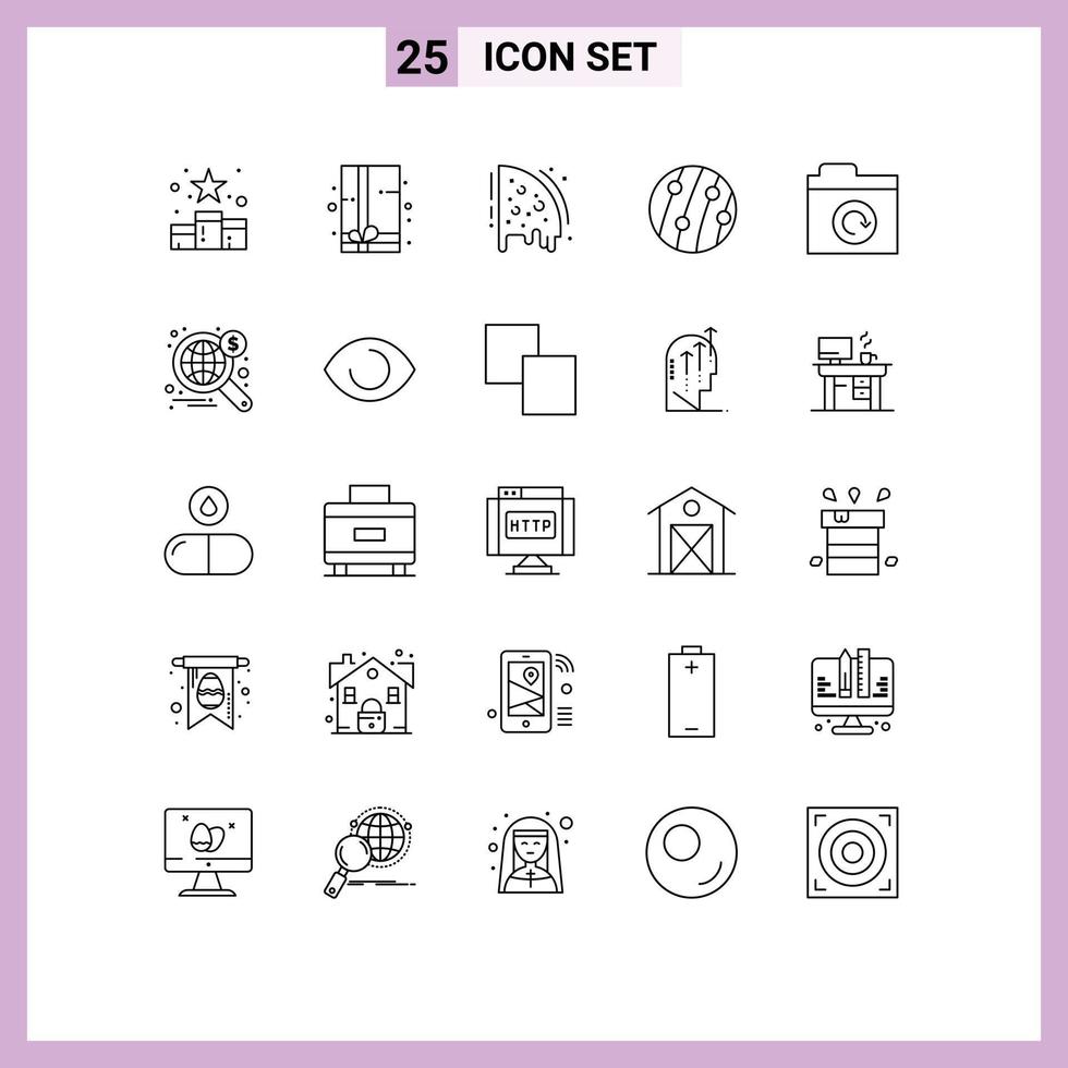Mobile Interface Line Set of 25 Pictograms of folder scalp disease birthday scalp dandruff dandruff Editable Vector Design Elements