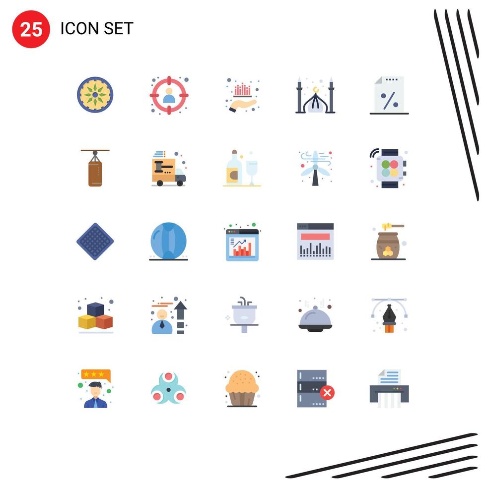 25 Universal Flat Color Signs Symbols of eid cresent asset masjid wealth Editable Vector Design Elements