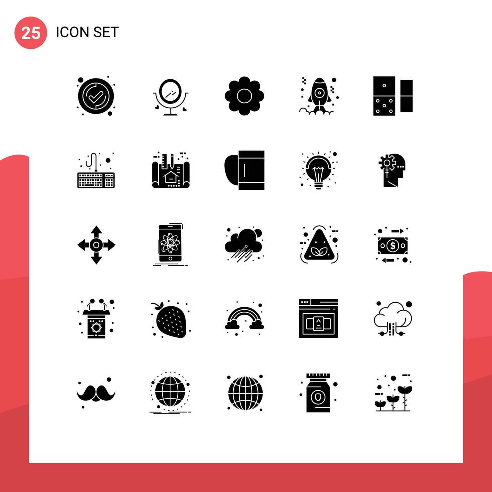 25 Thematic Vector Solid Glyphs and Editable Symbols of computer domino pot casino development Editable Vector Design Elements