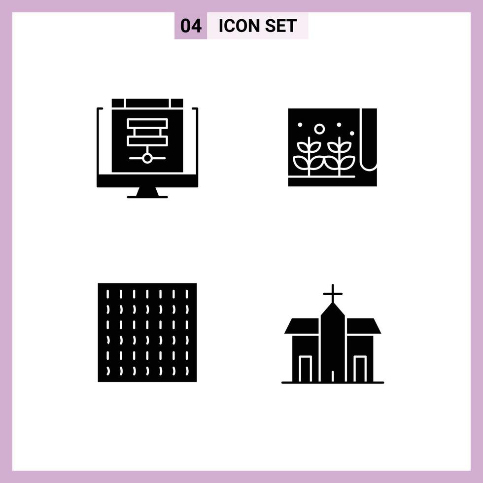 Set of 4 Modern UI Icons Symbols Signs for cloud fog online farming weather Editable Vector Design Elements