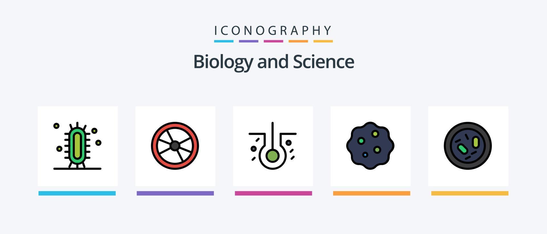 Biology Line Filled 5 Icon Pack Including molecule. biology. laboratory. atom. experiment. Creative Icons Design vector