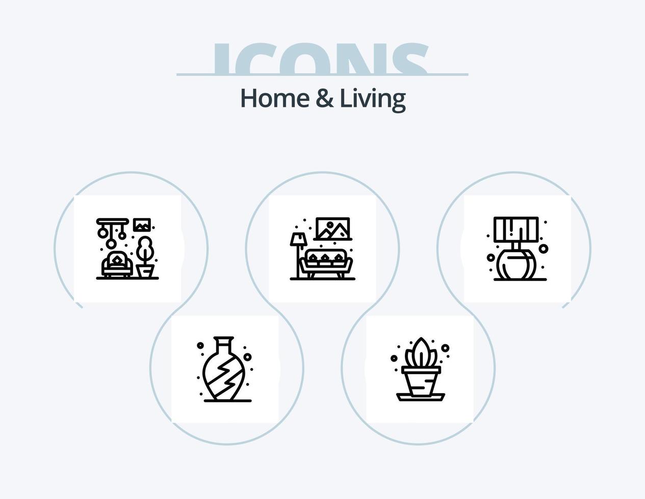 hogar y vivo línea icono paquete 5 5 icono diseño. . viviendo. mueble. hogar. pescado vector