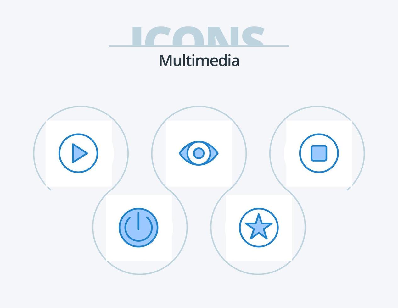 Multimedia Blue Icon Pack 5 Icon Design. . eye. vector