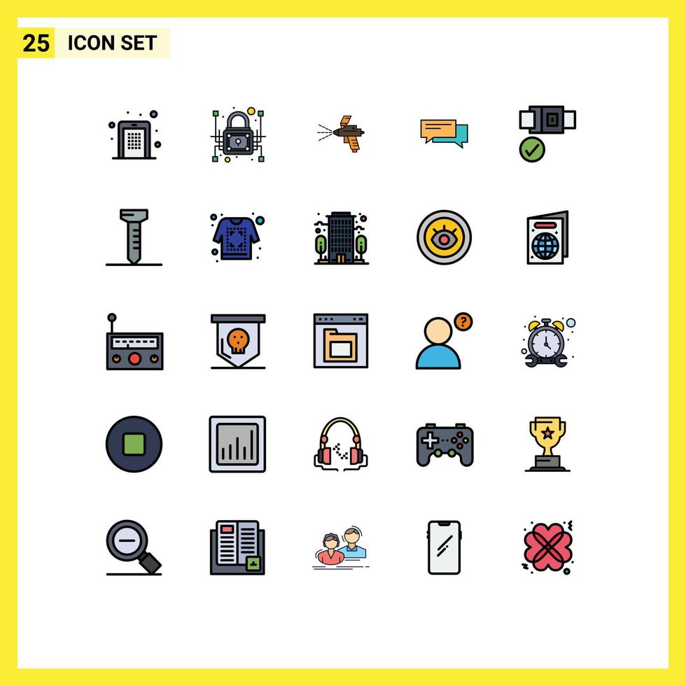 25 Creative Icons Modern Signs and Symbols of communication bubble network protection chat gun Editable Vector Design Elements