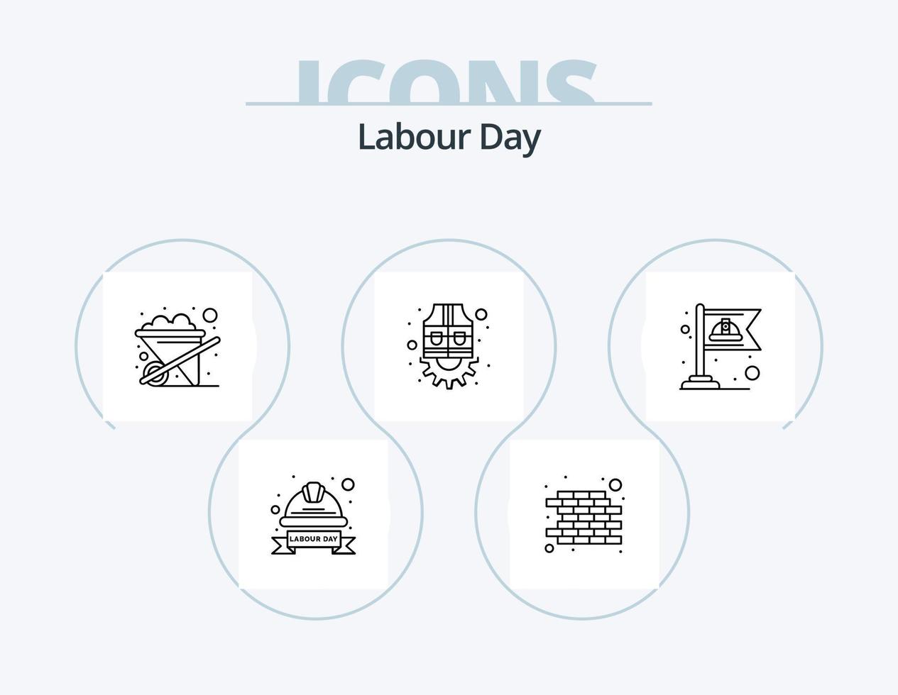 Labour Day Line Icon Pack 5 Icon Design. architecture. stop. cap. notice. labour badge vector