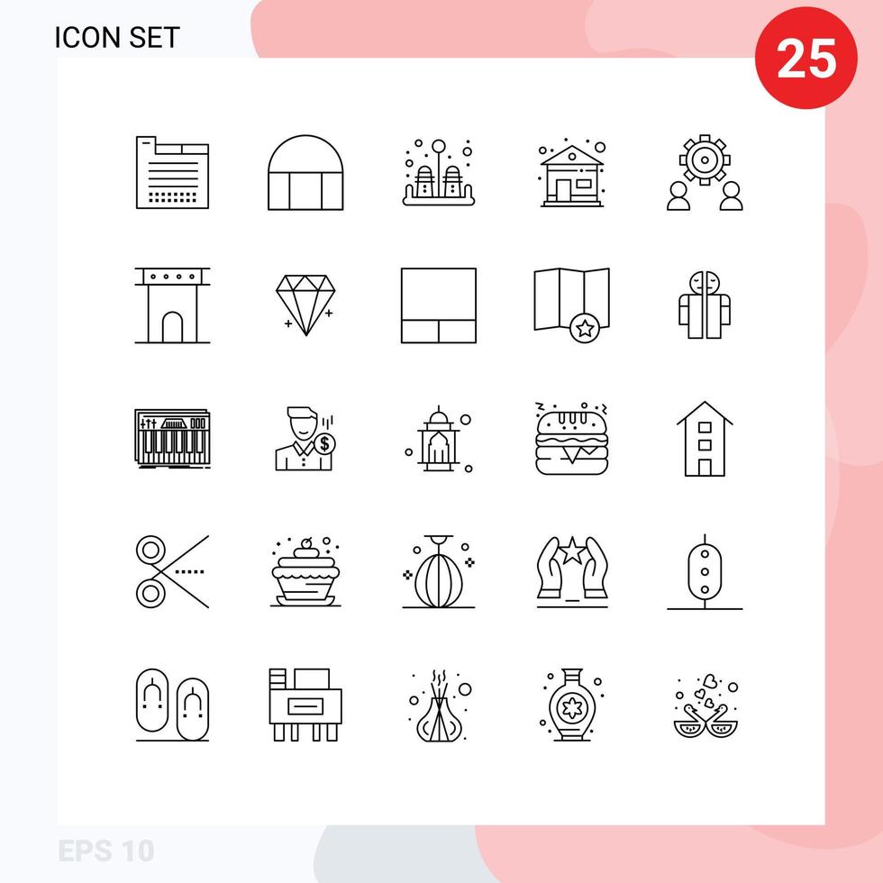 25 Creative Icons Modern Signs and Symbols of setting employee pepper configure home Editable Vector Design Elements