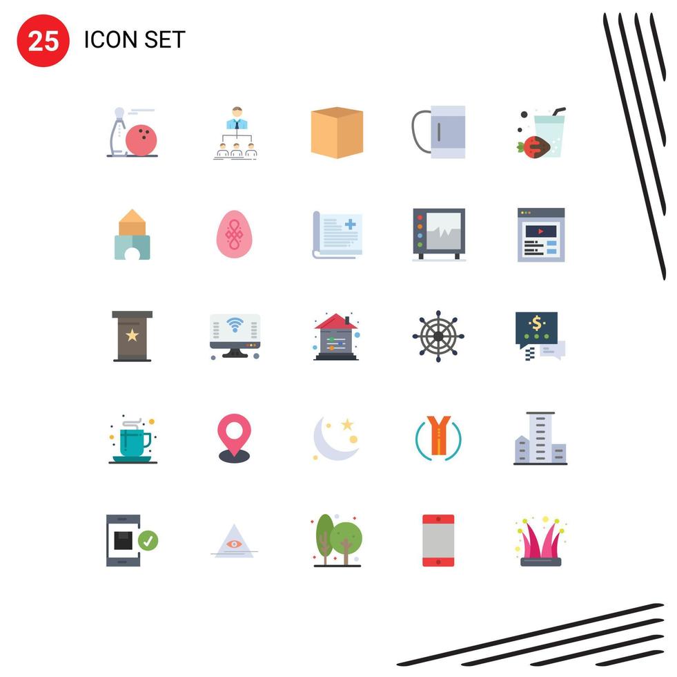 Flat Color Pack of 25 Universal Symbols of drink duffle group bag delivery Editable Vector Design Elements
