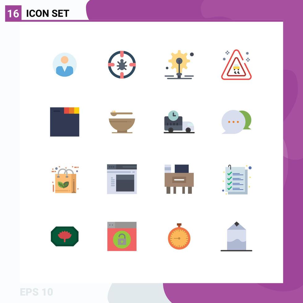 16 User Interface Flat Color Pack of modern Signs and Symbols of web browser security accidents signaling Editable Pack of Creative Vector Design Elements