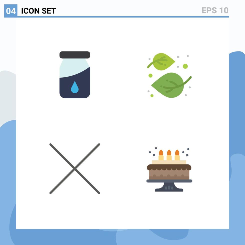Set of 4 Modern UI Icons Symbols Signs for bottle delete autumn nature cake Editable Vector Design Elements
