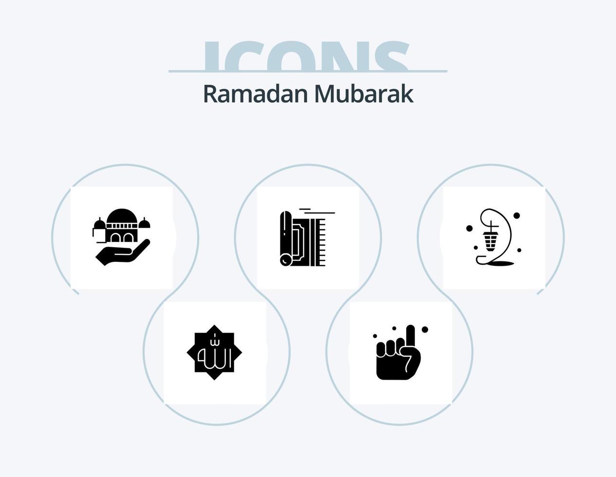 Ramadan Glyph Icon Pack 5 Icon Design. namaz. rug. belive. praying. donation vector