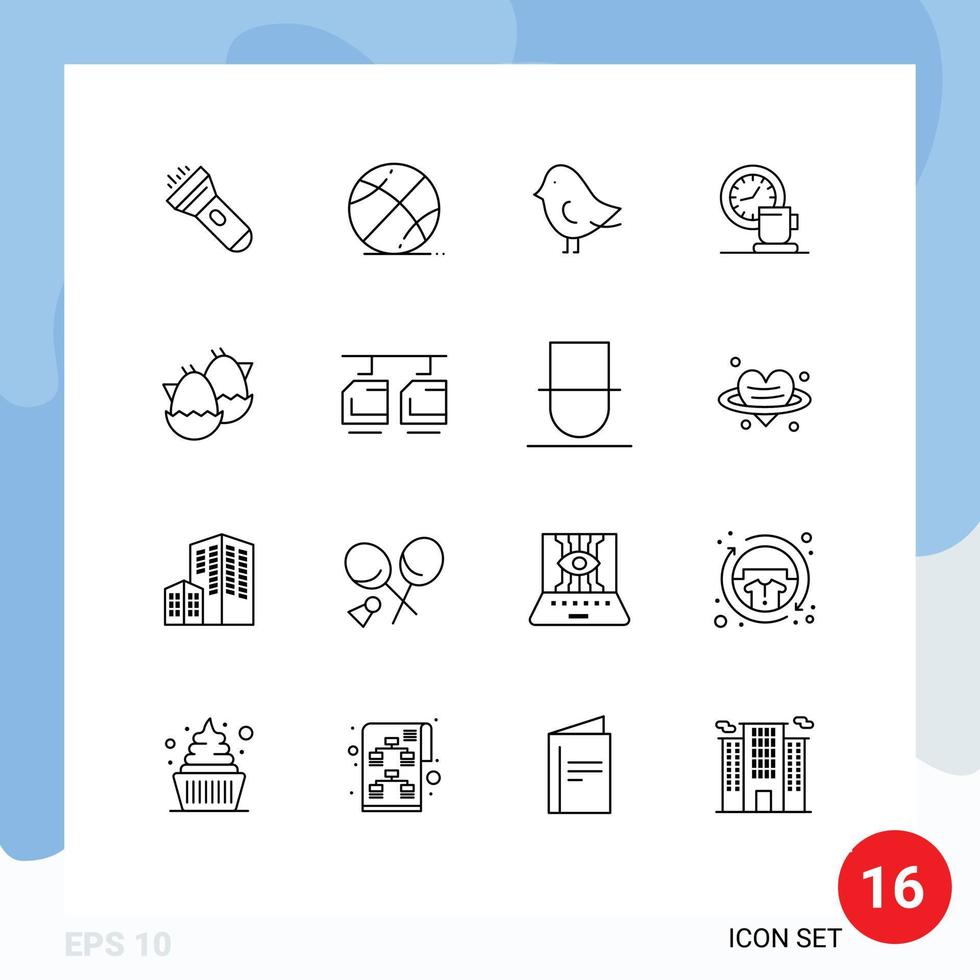16 Creative Icons Modern Signs and Symbols of baby event bird time break Editable Vector Design Elements