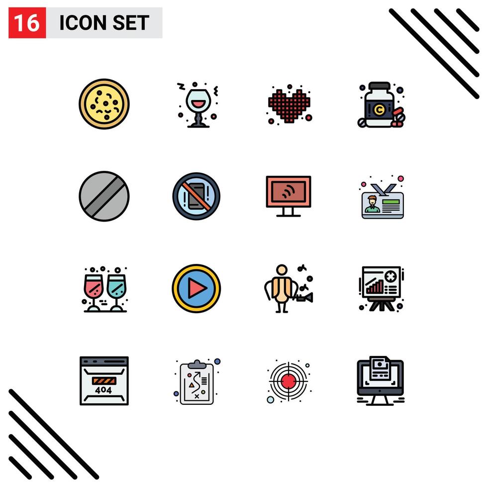 16 Creative Icons Modern Signs and Symbols of screwdriver pills competition medicine diet Editable Creative Vector Design Elements