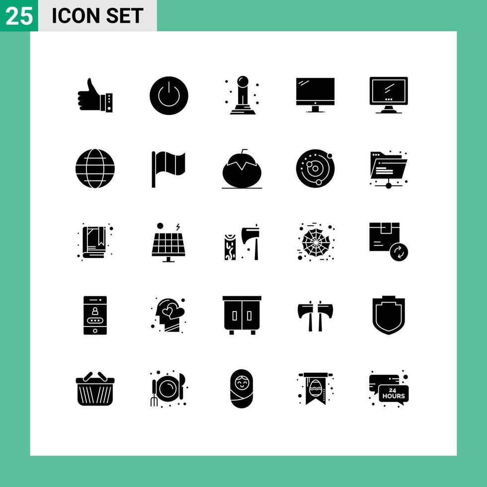 Pack of 25 creative Solid Glyphs of device computer on pawn business Editable Vector Design Elements