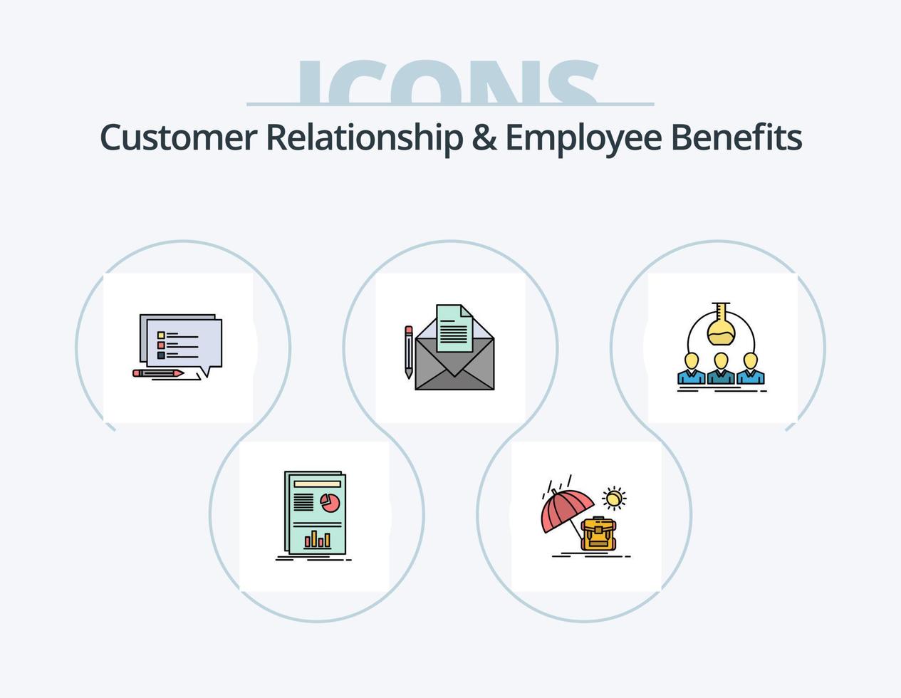 Customer Relationship And Employee Benefits Line Filled Icon Pack 5 Icon Design. money. press. labortary. clone. scientist vector