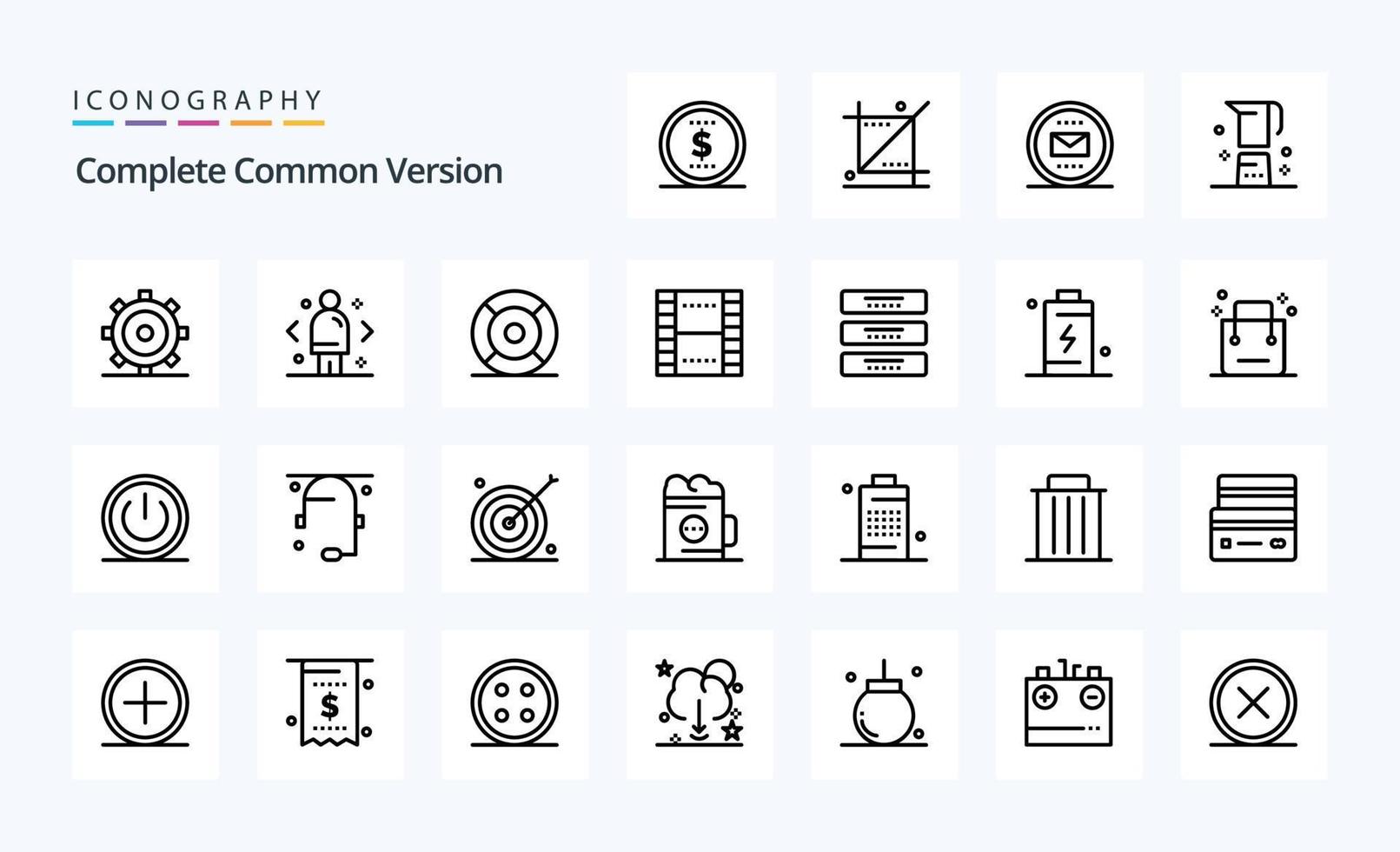 25 Complete Common Version Line icon pack vector
