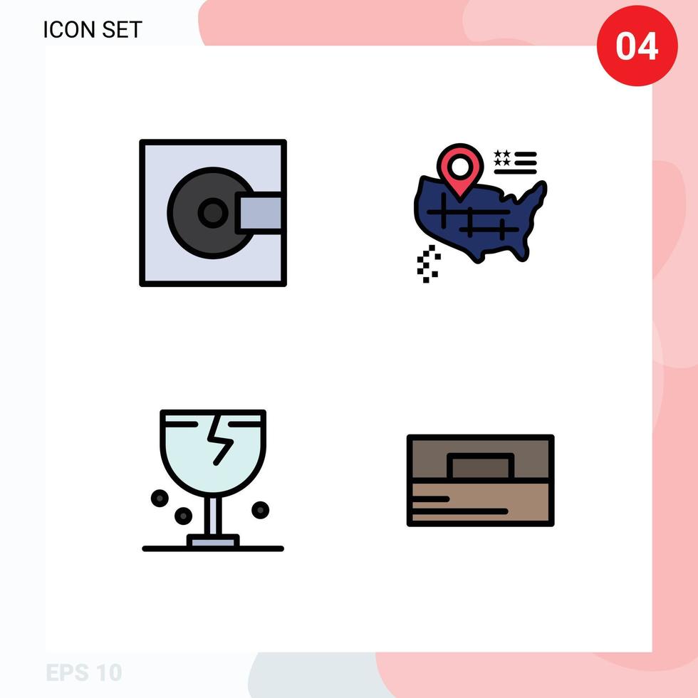 Pack of 4 creative Filledline Flat Colors of devices delivery products map logistic Editable Vector Design Elements