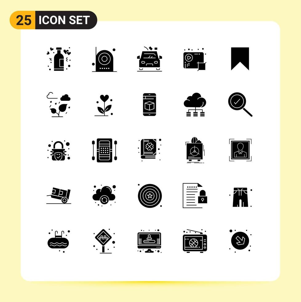 Group of 25 Modern Solid Glyphs Set for production crop electronic audio gravel Editable Vector Design Elements