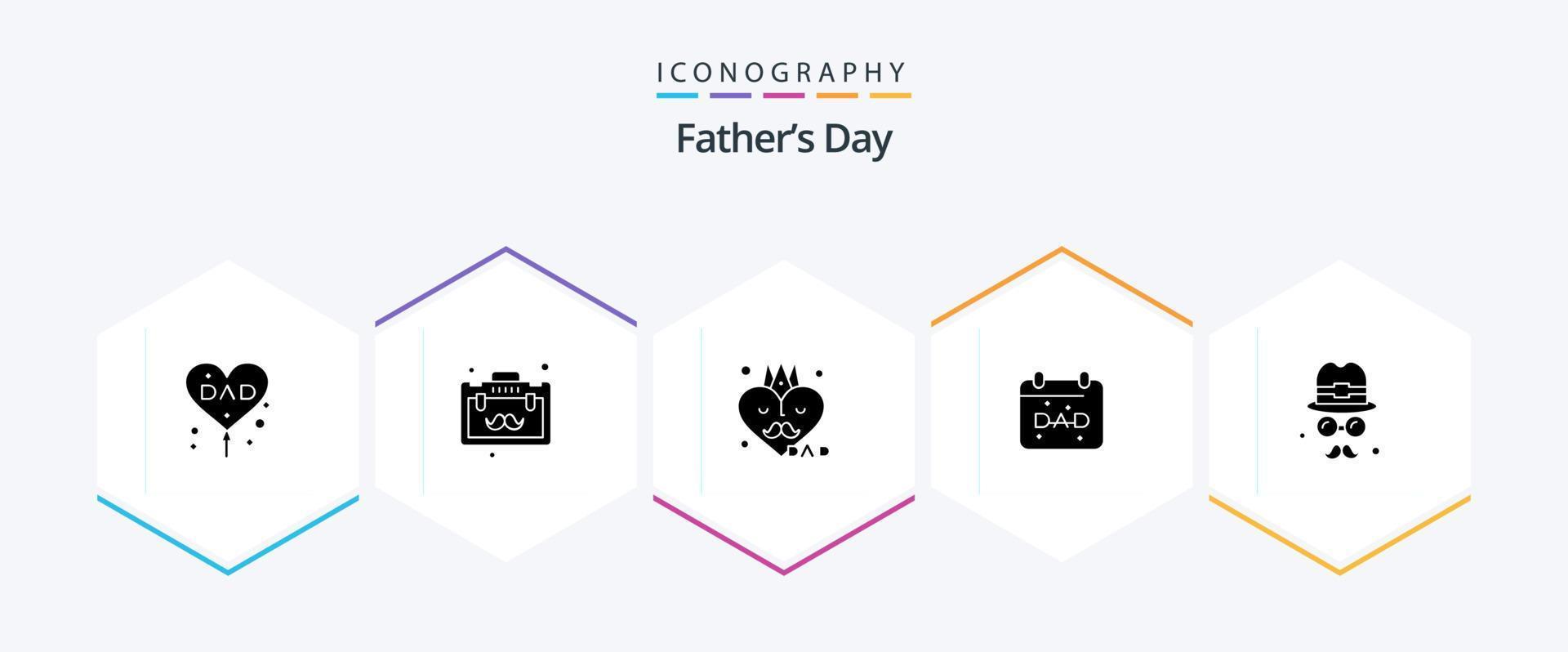 Fathers Day 25 Glyph icon pack including avatar. father. travel. date. fathers day vector
