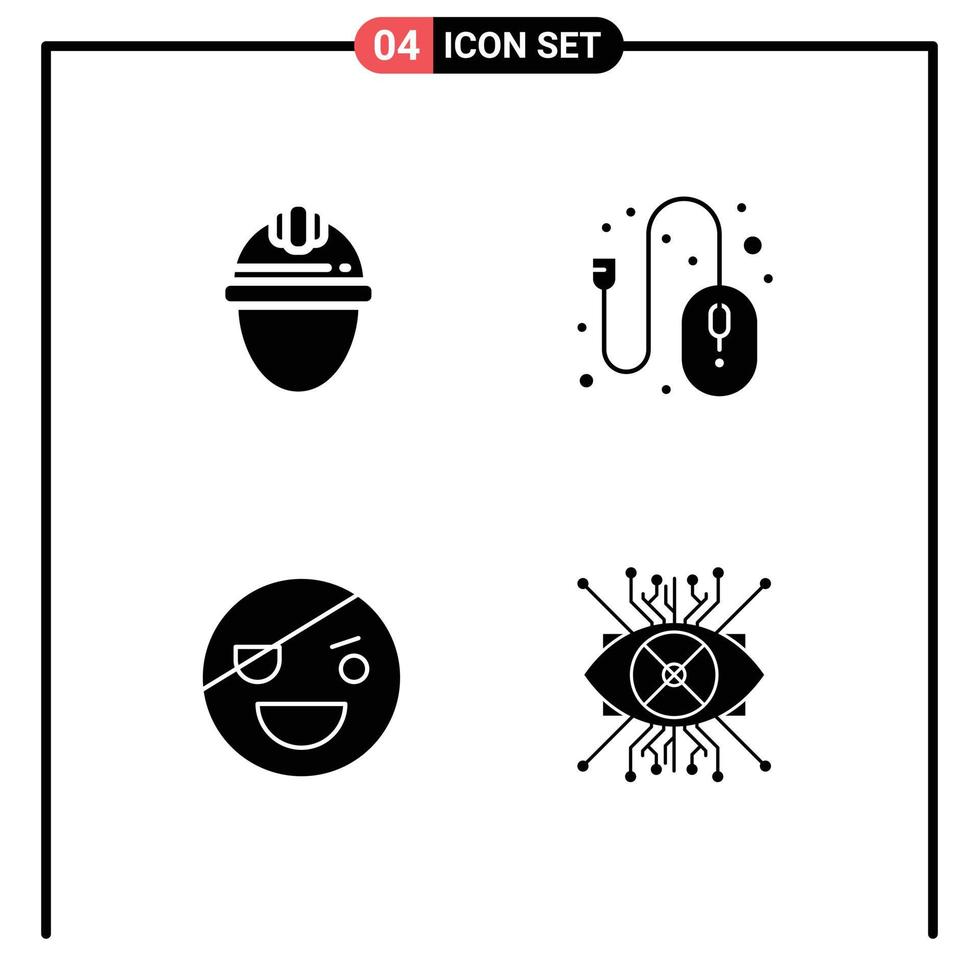 4 Solid Glyph concept for Websites Mobile and Apps cap halloween labor hardware monster Editable Vector Design Elements