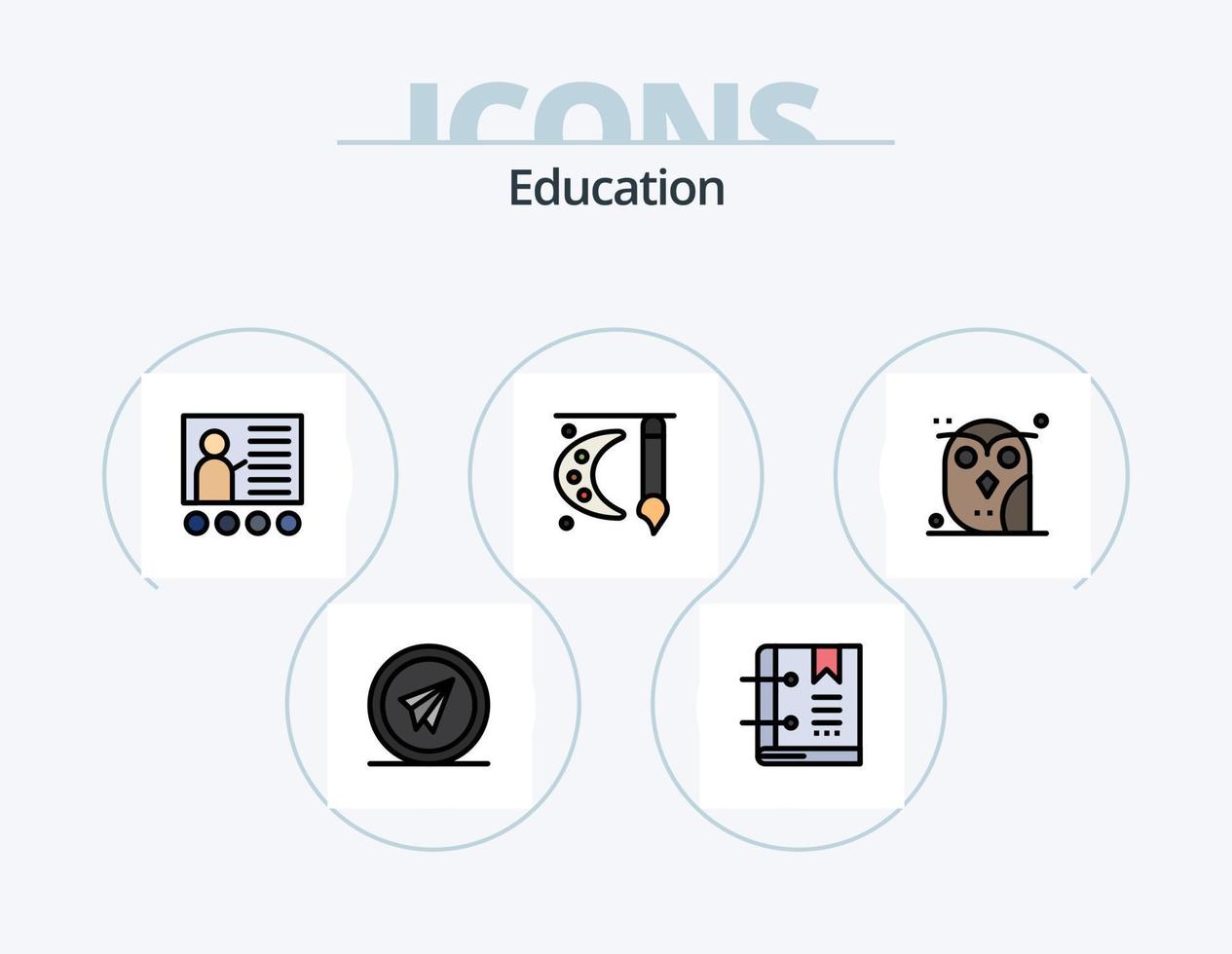 Education Line Filled Icon Pack 5 Icon Design. research. biology. page. paper plane. launch vector