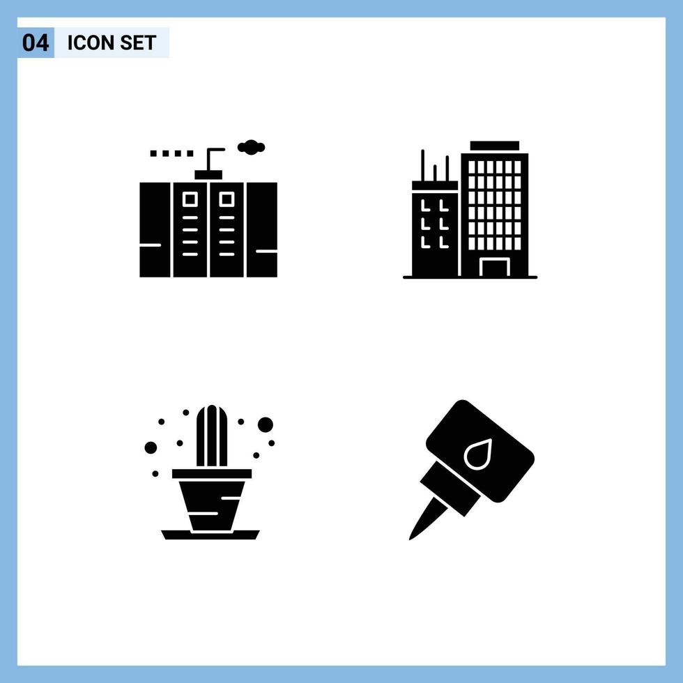 Modern Set of Solid Glyphs and symbols such as electricity cactus generator business plant Editable Vector Design Elements