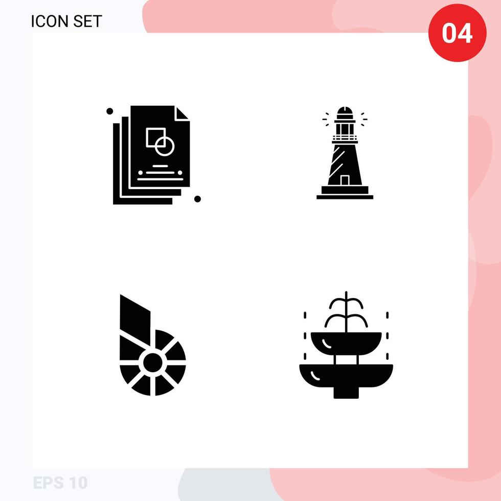 Pack of 4 Modern Solid Glyphs Signs and Symbols for Web Print Media such as sketch bitshares design light crypto Editable Vector Design Elements