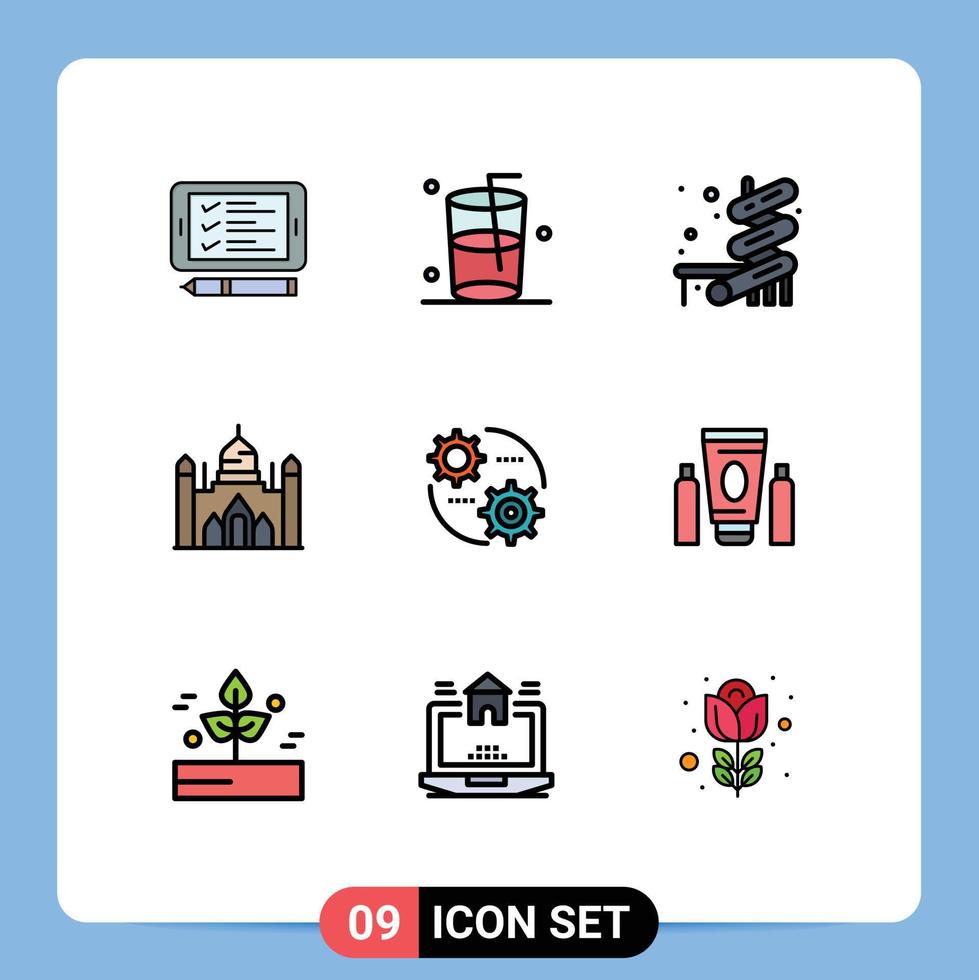 9 Universal Filledline Flat Colors Set for Web and Mobile Applications setting setting water control dhaka Editable Vector Design Elements