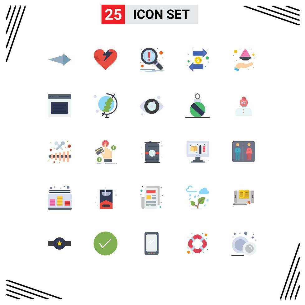 25 Thematic Vector Flat Colors and Editable Symbols of plate hand notification interchange exchange Editable Vector Design Elements