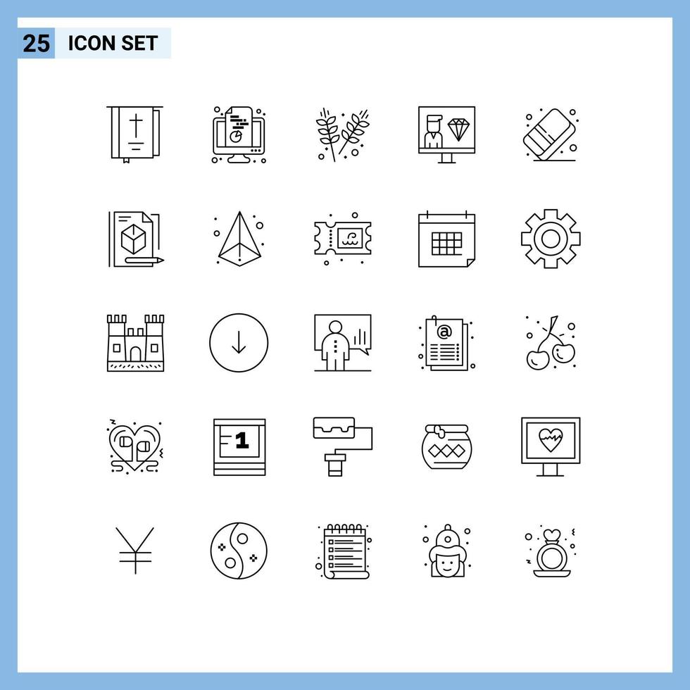 conjunto de 25 comercial líneas paquete para programador desarrollar tarta codificación jardín editable vector diseño elementos