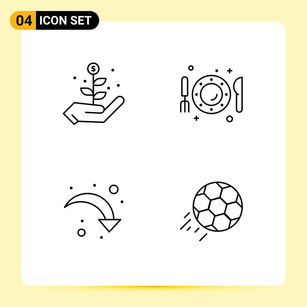 Universal Icon Symbols Group of 4 Modern Filledline Flat Colors of growth reload dish knife down Editable Vector Design Elements