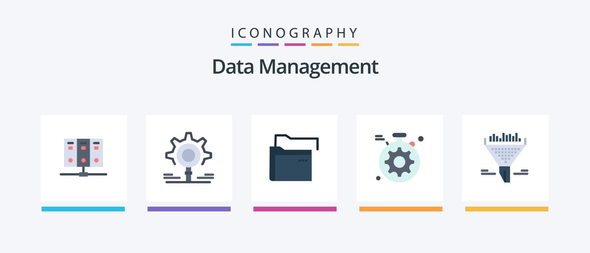 Data Management Flat 5 Icon Pack Including data. data. setting. server. Creative Icons Design vector