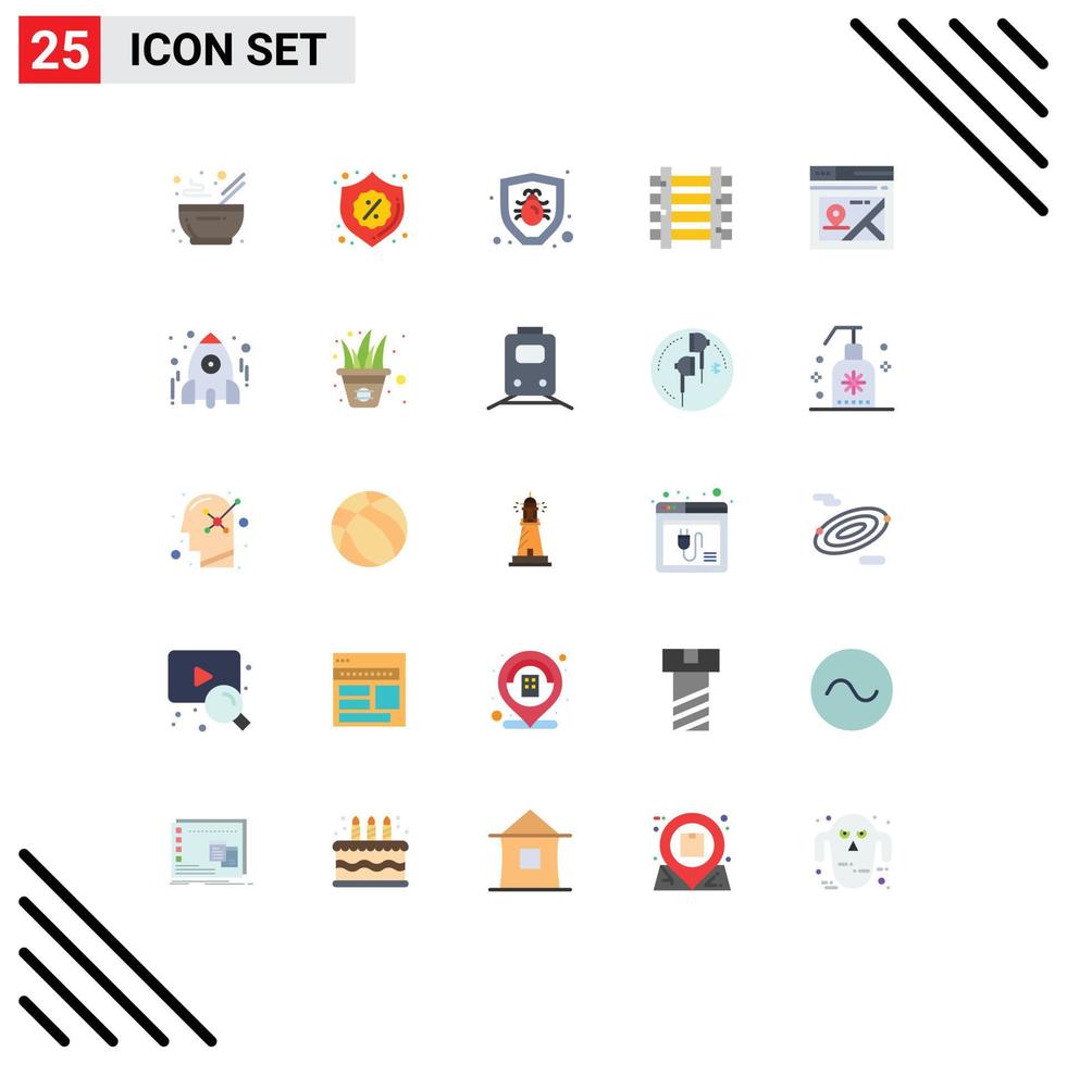 Modern Set of 25 Flat Colors and symbols such as location web bug transportation station Editable Vector Design Elements