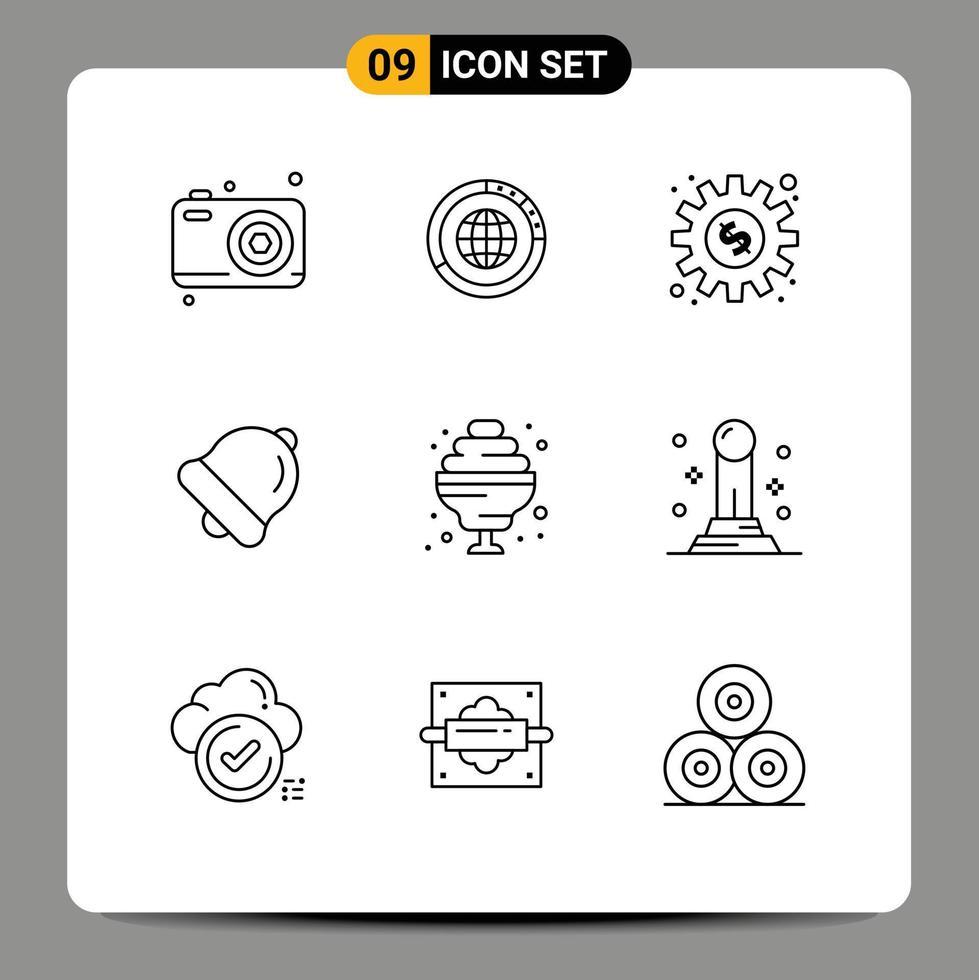 Set of 9 Modern UI Icons Symbols Signs for education alarm resources work gear Editable Vector Design Elements