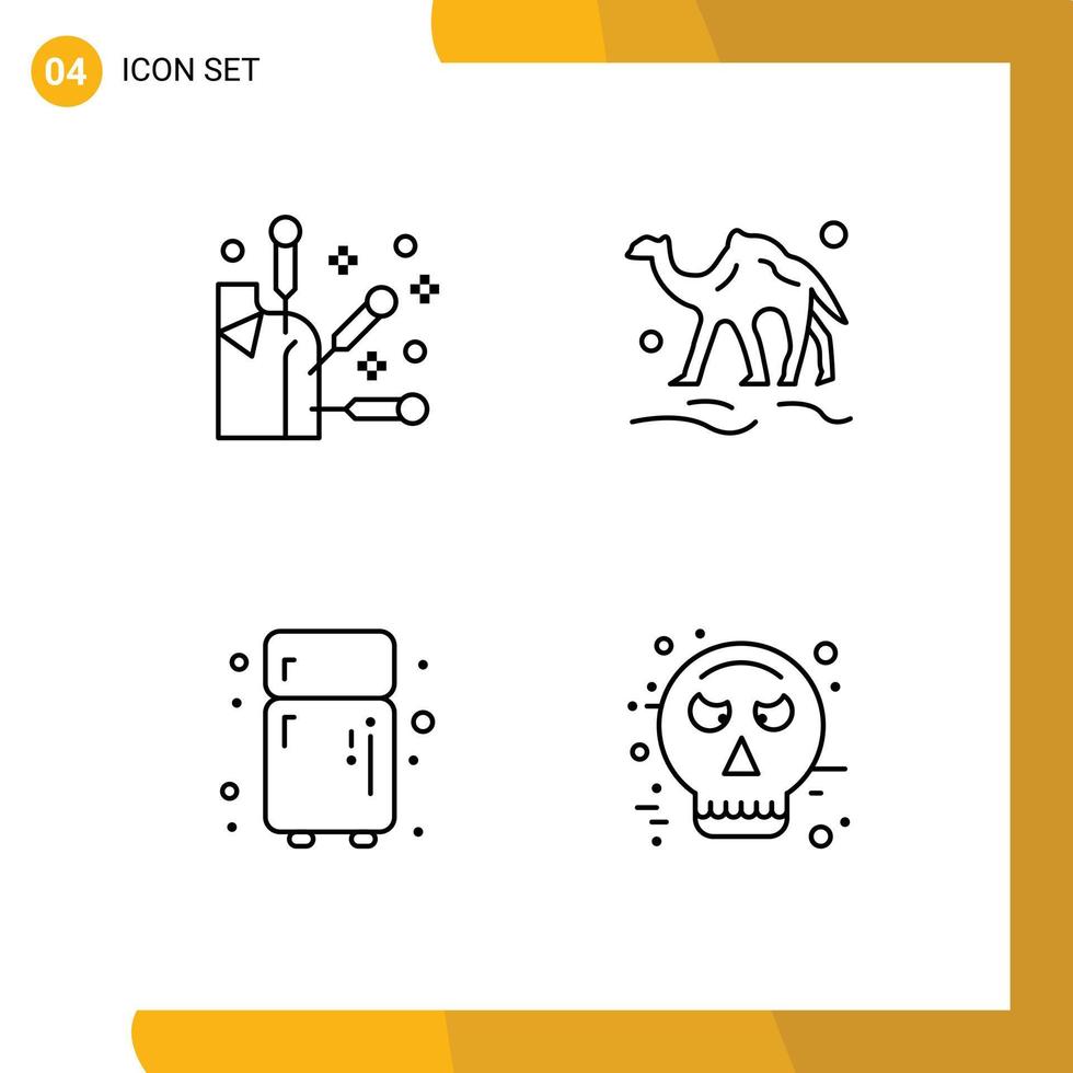 Group of 4 Modern Filledline Flat Colors Set for acupuncture kitchen camel desert avatar Editable Vector Design Elements