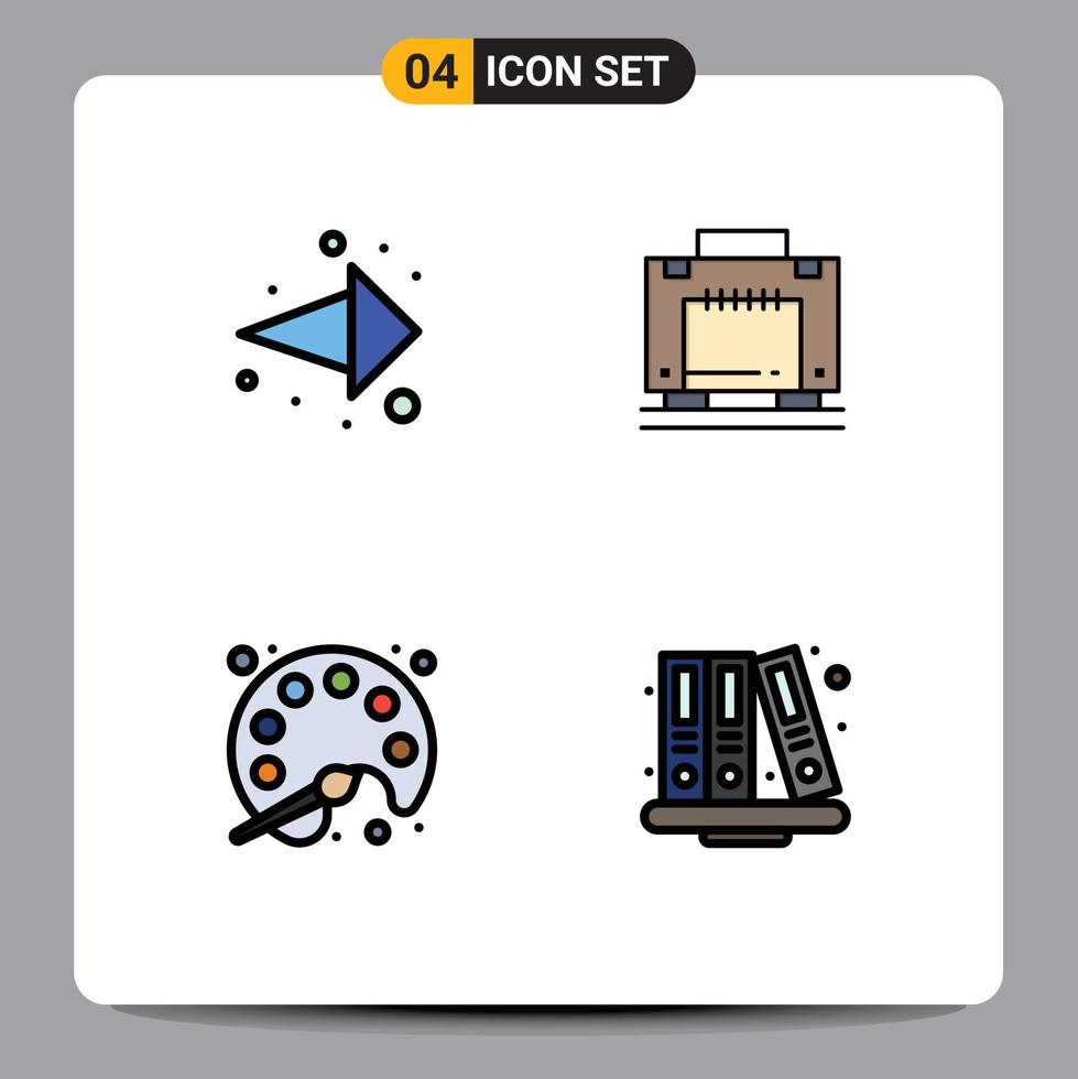 Group of 4 Modern Filledline Flat Colors Set for arrow streamline hotel luggage back to school Editable Vector Design Elements