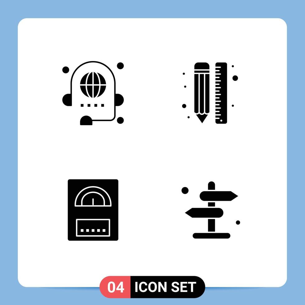 Pack of 4 Modern Solid Glyphs Signs and Symbols for Web Print Media such as call design discussion draw heater Editable Vector Design Elements