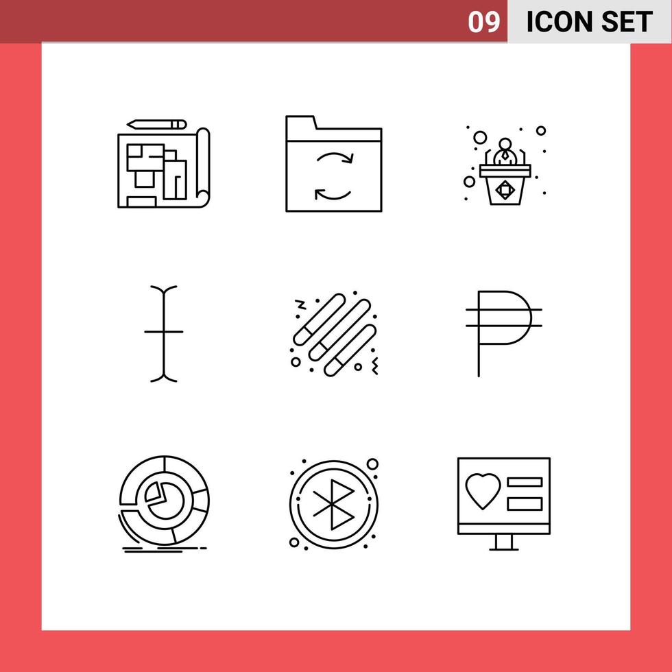 Modern Set of 9 Outlines and symbols such as philippine party employee night input Editable Vector Design Elements