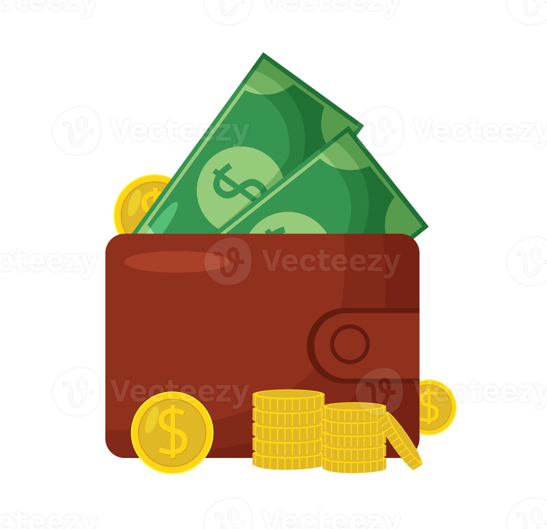wallet full of bills and coins 19673779 PNG